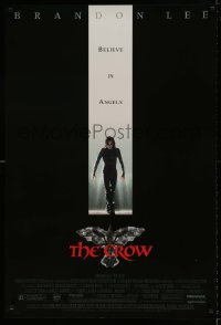 7w421 CROW 1sh 1994 Brandon Lee's final movie, believe in angels, cool image!