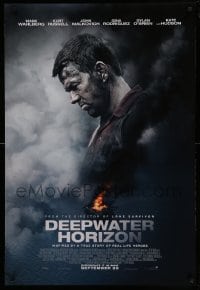 7w440 DEEPWATER HORIZON advance DS 1sh 2016 Mark Wahlberg, far away image of burning oil rig!