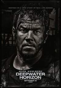 7w442 DEEPWATER HORIZON teaser DS 1sh 2016 great close-up image of oil-covered Mark Wahlberg!