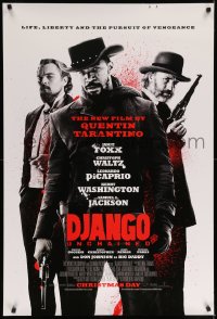 7w453 DJANGO UNCHAINED advance DS 1sh 2012 cast image of Jamie Foxx, Christoph Waltz, and DiCaprio!