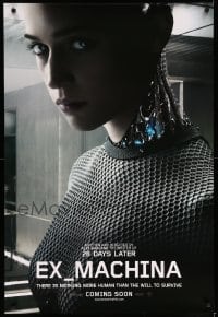 7w479 EX MACHINA int'l teaser DS 1sh 2015 image of sexy Alicia Vikander as the humanoid robot Ava!