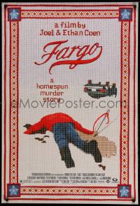 7w486 FARGO DS 1sh 1996 a homespun murder story from Coen Brothers, Dormand, needlepoint design!