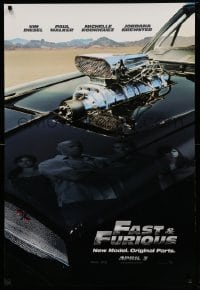 7w487 FAST & FURIOUS teaser DS 1sh 2009 Vin Diesel, Paul Walker, blown R/T Charger!