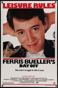 7w491 FERRIS BUELLER'S DAY OFF 1sh 1986 c/u of Matthew Broderick in John Hughes teen classic!