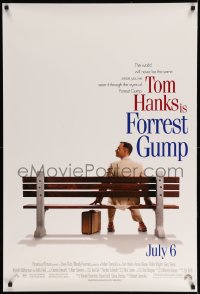 7w504 FORREST GUMP int'l advance 1sh 1994 classic image of Tom Hanks sitting on bench, Zemeckis!