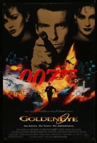 7w524 GOLDENEYE 1sh 1995 cast image of Pierce Brosnan as Bond, Isabella Scorupco, Famke Janssen!
