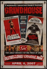 7w534 GRINDHOUSE advance DS 1sh 2007 Rodriguez & Quentin Tarantino, Planet Terror & Death Proof!