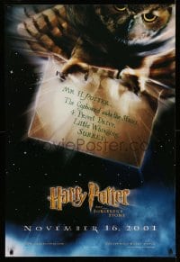 7w552 HARRY POTTER & THE PHILOSOPHER'S STONE teaser DS 1sh 2001 Hedwig the owl, Sorcerer's Stone!