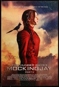 7w583 HUNGER GAMES: MOCKINGJAY - PART 2 advance DS 1sh 2015 Jennifer Lawrence in front of clouds!