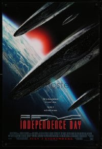 7w593 INDEPENDENCE DAY style B advance 1sh 1996 great image of alien ships coming to Earth!