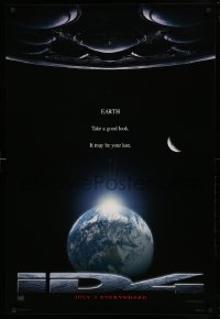 7w594 INDEPENDENCE DAY style B teaser 1sh 1996 great image of enormous alien ship over Earth!