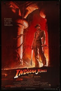 7w599 INDIANA JONES & THE TEMPLE OF DOOM NSS style 1sh 1984 art of Harrison Ford by Bruce Wolfe!
