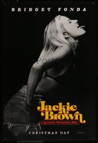 7w614 JACKIE BROWN teaser 1sh 1997 Quentin Tarantino, profile portrait of sexy Bridget Fonda!