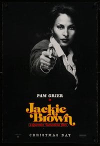 7w616 JACKIE BROWN teaser DS 1sh 1997 Quentin Tarantino, cool image of Pam Grier in title role!