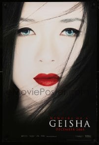 7w699 MEMOIRS OF A GEISHA teaser DS 1sh 2005 Rob Marshall, great close up of pretty Ziyi Zhang!
