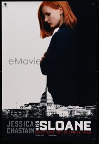 7w709 MISS SLOANE teaser DS 1sh 2016 Jessica Chastain in the title role over the White House!