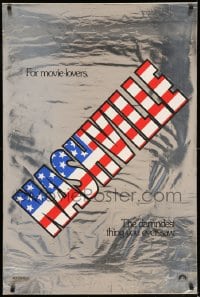 7w724 NASHVILLE foil teaser 1sh 1975 Robert Altman, cool patriotic title logo over foil!