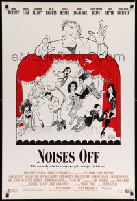 7w731 NOISES OFF DS 1sh 1992 great wacky Al Hirschfeld art of cast as puppets!