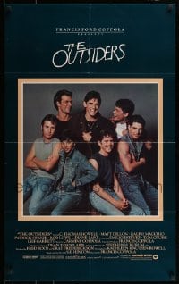 7w746 OUTSIDERS int'l 25x40 1sh 1982 Coppola, S.E. Hinton, Howell, Dillon, image of top cast