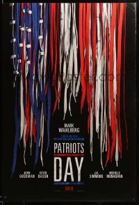 7w750 PATRIOTS DAY teaser DS 1sh 2016 Peter Berg, Mark Wahlberg, U.S. flag made out of shoe laces!