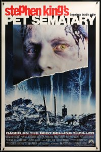 7w756 PET SEMATARY 1sh 1989 Stephen King's best selling thriller, cool graveyard image!