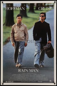 7w792 RAIN MAN 1sh 1988 Tom Cruise & autistic Dustin Hoffman, directed by Barry Levinson!