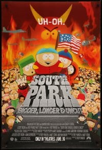 7w875 SOUTH PARK: BIGGER, LONGER & UNCUT int'l advance DS 1sh 1999 Parker & Stone animated musical!