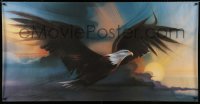 7w153 BOB PEAK 31x60 art print 1980s stunning close-up art of bald eagle in flight!
