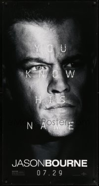 7w138 JASON BOURNE 26x50 special poster 2016 great super close-up image of Matt Damon in the title role!