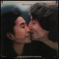 7w163 JOHN LENNON/YOKO ONO 33x33 music poster 1984 cool close-up portrait for Milk and Honey!