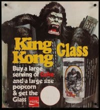7w069 KING KONG 2-sided 19x21 special 1976 different BIG Ape wreaking havoc, Coca-Cola!