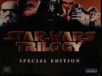 7w149 STAR WARS TRILOGY 48x48 special poster 1996 Vader, Chewie, C-3PO, R2-D2, Yoda, Stormtrooper!