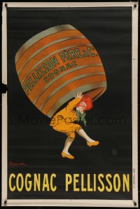 7w171 THREE BARRELS 32x48 French advertising poster 1905 Cappiello art of girl with cognac barrel!