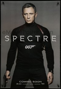 7w877 SPECTRE int'l teaser DS 1sh 2015 cool image of Daniel Craig as James Bond 007 with gun!