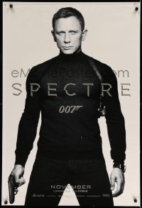 7w878 SPECTRE teaser DS 1sh 2015 cool image of Daniel Craig as James Bond 007 with gun!
