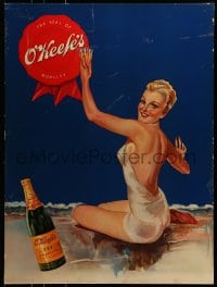 7w010 O'KEEFE'S DRY GINGER ALE Canadian standee 1930s beautiful woman & full glass by Ted McCormick