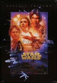 7w896 STAR WARS style B advance 1sh R1997 George Lucas classic sci-fi epic, art by Drew Struzan!