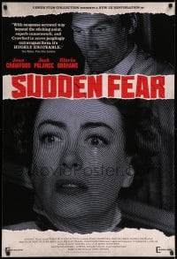 7w906 SUDDEN FEAR heavy stock 1sh R2016 great close up of terrified Joan Crawford!