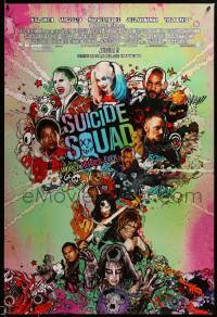 7w907 SUICIDE SQUAD advance DS 1sh 2016 Smith, Leto as the Joker, Robbie, Kinnaman, cool art!