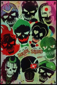 7w908 SUICIDE SQUAD teaser DS 1sh 2016 Smith, Leto as the Joker, Robbie, Kinnaman, cool art!