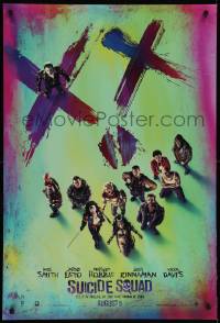 7w909 SUICIDE SQUAD teaser DS 1sh 2016 Smith, Leto as the Joker, Robbie, Kinnaman, cool cast image!