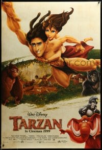 7w921 TARZAN advance DS 1sh 1999 Disney cartoon, from Edgar Rice Burroughs story, jungle images!
