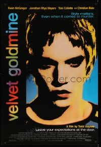 7w959 VELVET GOLDMINE 1sh 1998 close-up of glam rocker Jonathan Rhys Meyers!