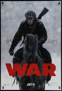 7w968 WAR FOR THE PLANET OF THE APES style A teaser DS 1sh 2017 great image of Caesar on horseback!