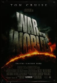 7w969 WAR OF THE WORLDS advance DS 1sh 2005 Tom Cruise, Steven Spielberg, huge title design!