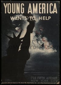 7w041 YOUNG AMERICA WANTS TO HELP 16x23 WWII war poster 1940s Pellicano & Marlin Lady Liberty art!