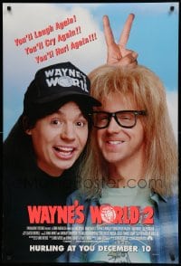 7w976 WAYNE'S WORLD 2 advance DS 1sh 1993 Mike Myers, Dana Carvey, from Saturday Night Live sketch!