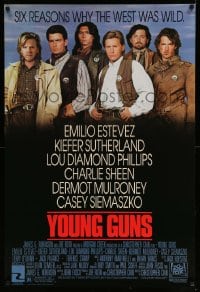 7w996 YOUNG GUNS 1sh 1988 Emilio Estevez, Charlie Sheen, Kiefer Sutherland, Lou Diamond Phillips