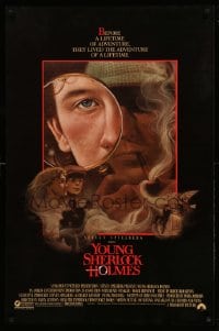 7w997 YOUNG SHERLOCK HOLMES 1sh 1985 Steven Spielberg, Nicholas Rowe, really cool detective art!