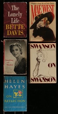 7x268 LOT OF 5 ACTRESS BIOGRAPHY HARDCOVER BOOKS 1950s-80s Davis, West, Pickford, Swanson, Hayes!